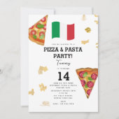 イタリア料理 ピザとパスタ作り 誕生日パーティー 招待状 (正面)