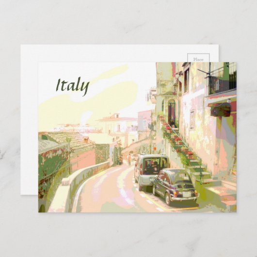イタリア旅行のバック通りポスタースタイル ポストカード (正面/裏面)