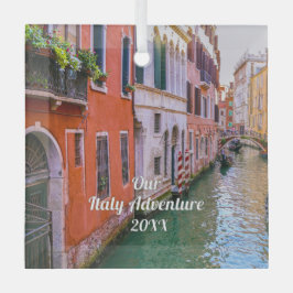 イタリア旅行の家族写真カスタムグッズ ガラスオーナメント