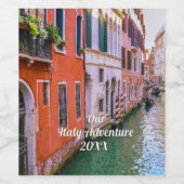 イタリア旅行の家族写真カスタムグッズ ワインラベル (シングルラベル)