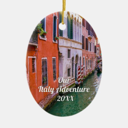 イタリア旅行の家族写真カスタム セラミックオーナメント (正面)