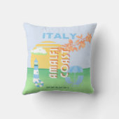 イタリア旅行アート、アマルフィ海岸名門私立校風の、ブルー クッション (裏面)