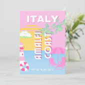 イタリア旅行アート、アマルフィ海岸、名門私立校風のピンク シーズンカード (スタンド正面)