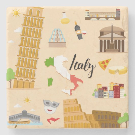 イタリア旅行コレクション ストーンコースター (正面)