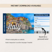 イタリア旅行サプライズ搭乗券カード 招待状