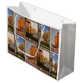 イタリア旅行レトロな都市のポスターヴィンテージ イタリアン ラージペーパーバッグ (正面アングル)