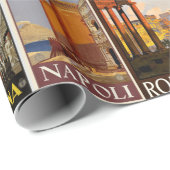 イタリア旅行ヴィンテージ都市レトロのコラージュイタリアン ラッピングペーパー (ロールコーナー)