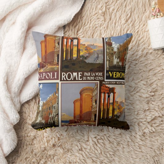 イタリア旅行先ヴィンテージレトロ形式 クッション (ブランケット)