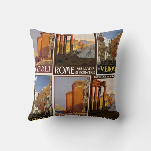 イタリア旅行先ヴィンテージレトロ形式 クッション (裏面)