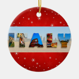 イタリア旅行写真クリスマススノーフレーク セラミックオーナメント