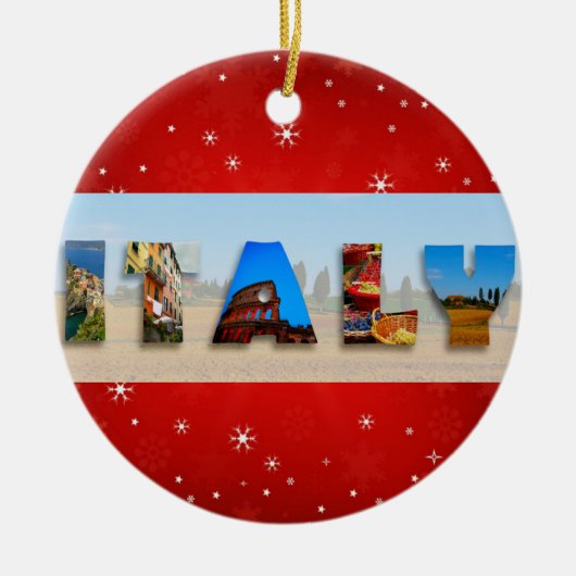 イタリア旅行写真クリスマススノーフレーク セラミックオーナメント (正面)