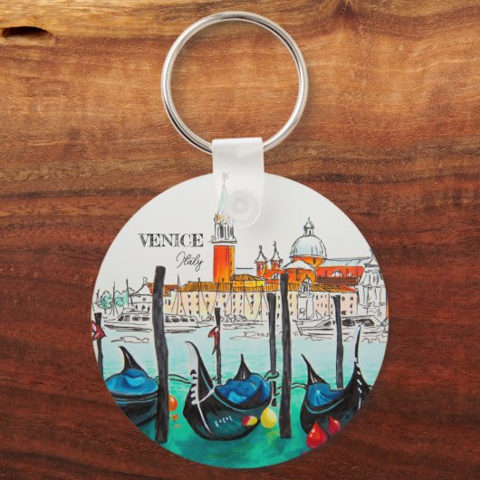イタリア旅行 – ヴェネツィアの水の色のお土産 キーホルダー (正面)