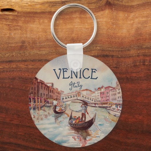イタリア旅行 – ヴェネツィアの水の色のお土産 キーホルダー (正面)