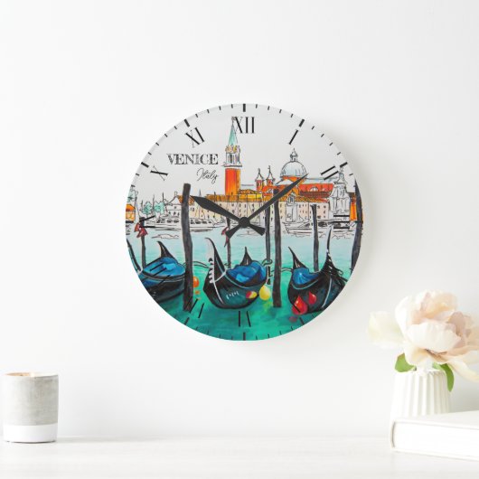 イタリア旅行 – ヴェネツィアの水の色のお土産 ラージ壁時計 (ホーム)