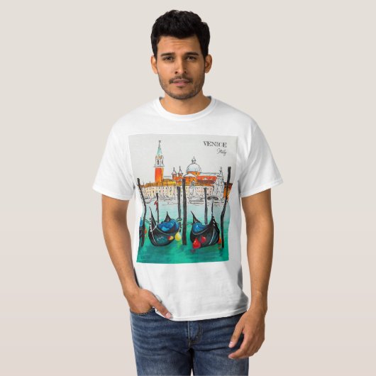イタリア旅行 – ヴェネツィアの水の色のお土産 Tシャツ (正面フル)