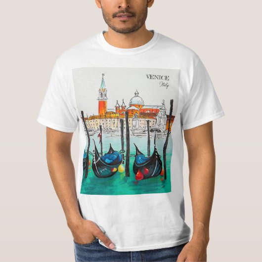 イタリア旅行 – ヴェネツィアの水の色のお土産 Tシャツ (正面)