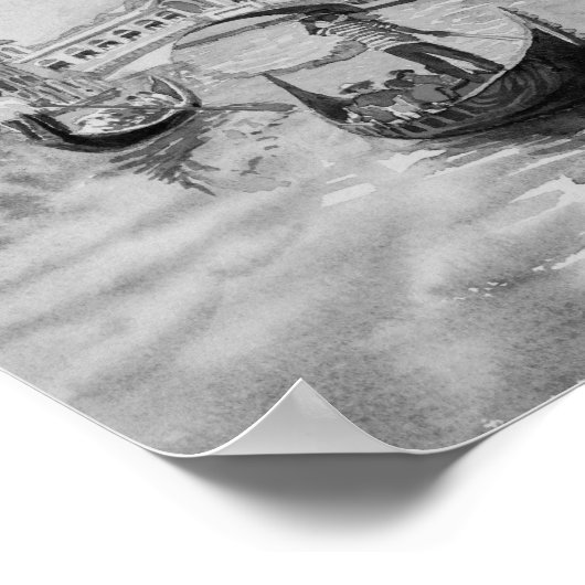 イタリア旅行 – ヴェネツィア黒白のお土産 ポスター (角)