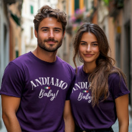 イタリア旅行Tシャツ 大人用 Andiamo ママ＆パパ Tシャツ