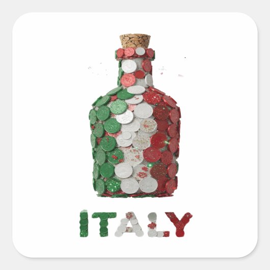 イタリア柄 ユニーク グリーン ステッカー (正面)