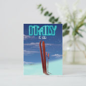 イタリア'氷'スキー旅行ポスター。 ポストカード (スタンド正面)