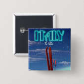 イタリア'氷'スキー旅行ポスター。 缶バッジ (正面&裏面)