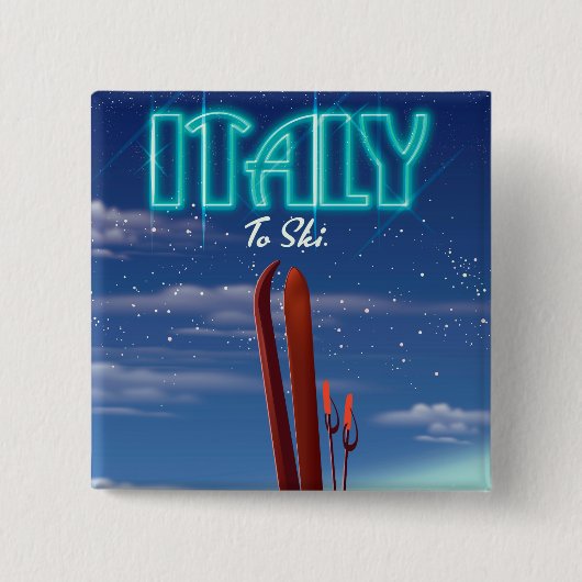 イタリア'氷'スキー旅行ポスター。 缶バッジ (正面)