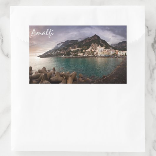 イタリア海辺の町、美しいアマルフィ海岸 長方形シール (バッグ)