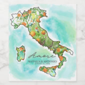 イタリア海 |アモーア水彩画結婚像 ワインラベル (シングルラベル)