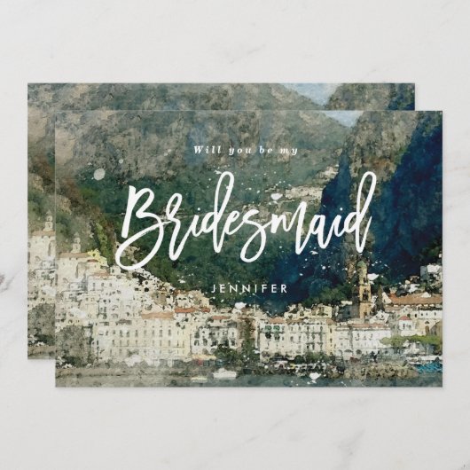 イタリア私の新婦付添人の提案カードです サンキューカード (正面/裏面)