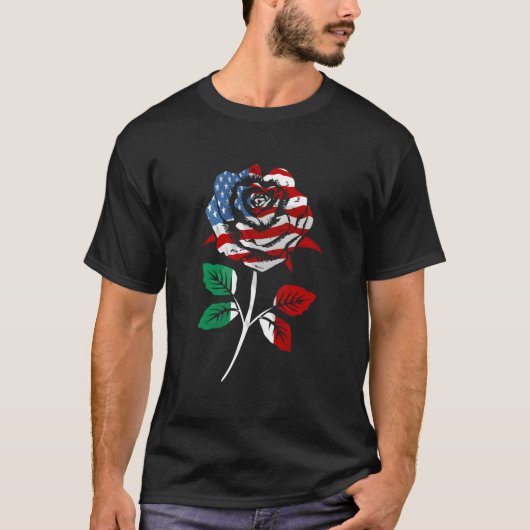 イタリア系アメリカ人のためのアメリカ国旗 Tシャツ (正面)