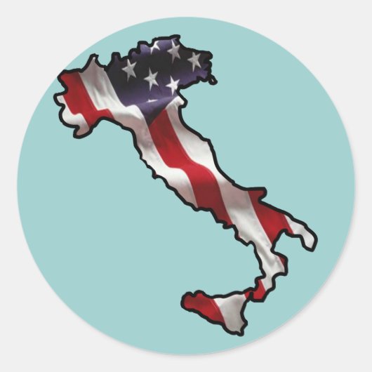 イタリア系アメリカ人の旗 ラウンドシール (正面)