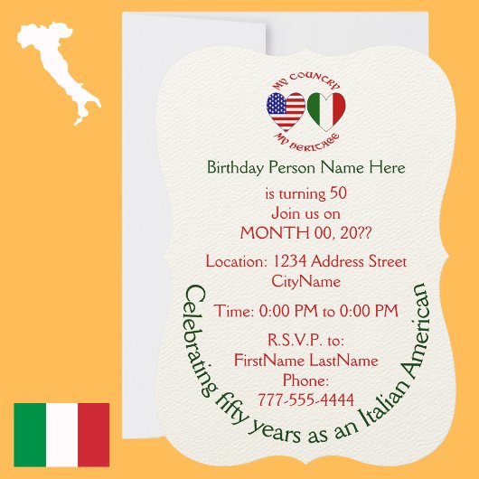 イタリア系アメリカ人 誕生日招待状 招待状
