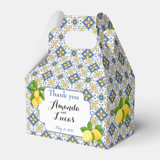 イタリア結婚のタイル柑橘類の地中海のモチーフ フェイバーボックス (正面サイド)