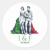 イタリア結婚カップル ラウンドシール (正面)