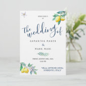 イタリア結婚式招待状レモン&オリーブテーマ 招待状 (スタンド正面)