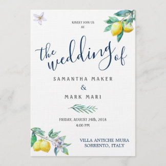 イタリア結婚式招待状レモン&オリーブテーマ 招待状