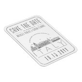 イタリア結婚旅行の様式化されたスカイライン日付を保存 マグネット (右側)