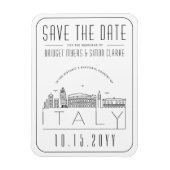 イタリア結婚旅行の様式化されたスカイライン日付を保存 マグネット (縦)