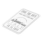 イタリア結婚旅行の様式化されたスカイライン日付を保存 マグネット (左側)