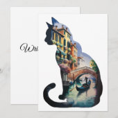 イタリア絵を描のシルエット猫の芸術 招待状 (正面/裏面)