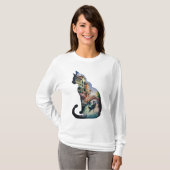 イタリア絵を描のシルエット猫の芸術 Tシャツ (正面フル)
