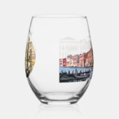イタリア絵を描のヴェネツィアのグランド・カナルの ステムなしワイングラス (左)