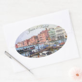 イタリア絵を描のヴェネツィアのグランド・カナルの 楕円形シール (封筒)