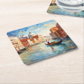 イタリア絵を描ヴェネツィア スクエアペーパーコースター (アングル)