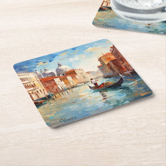 イタリア絵を描ヴェネツィア スクエアペーパーコースター (アングル)