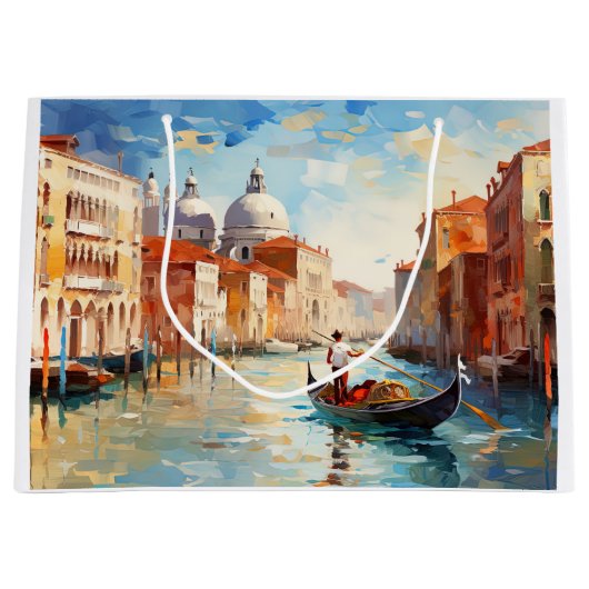 イタリア絵を描ヴェネツィア ラージペーパーバッグ (正面)