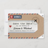 イタリア航空便のスーツケースタグ 招待状 イタリア地図 クラフト (正面)