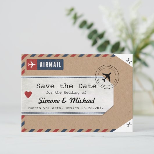 イタリア航空便のスーツケースタグ 招待状 イタリア地図 クラフト (スタンド正面)