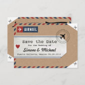 イタリア航空便のスーツケースタグ 招待状 イタリア地図 クラフト (正面/裏面)