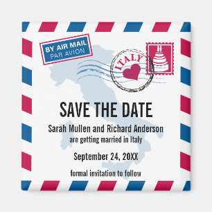 イタリア航空便の結婚式の日付を保存 マグネット